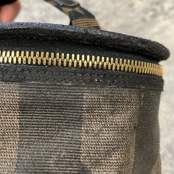 Vintage Fendi Pequin Stripe Vanity Cosmetic Case Top Handle Zip Around Toiletry - Picture 13 of 17